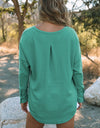 Seam Detail Curved Hem Long Sleeve Top