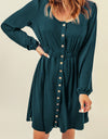 Button Down Long Sleeve Dress with Pockets