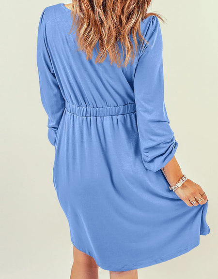 Button Down Long Sleeve Dress with Pockets