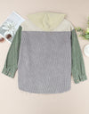 Snap Front Hooded Corduroy Shacket