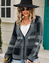 Striped Button-Front Fuzzy Cardigan