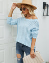 Scalloped Boat Neck Openwork Tunic Sweater