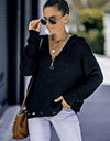 Zip-Up Distressed Hooded Cardigan