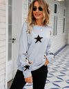 Star Pattern Round Neck Dropped Shoulder Sweater
