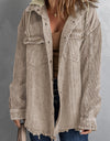 Snap Front Hooded Corduroy Shacket