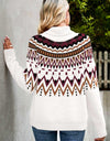 Chevron Turtleneck Ribbed Trim Sweater