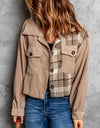 Plaid Corduroy Dropped Shoulder Jacket