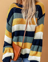 Striped Dropped Shoulder Knitted Pullover Sweater