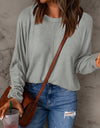 Seam Detail Round Neck Long Sleeve Top
