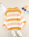 Striped Dropped Shoulder Knitted Pullover Sweater