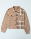 Plaid Corduroy Dropped Shoulder Jacket