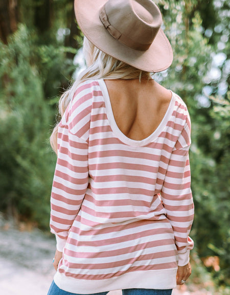 Striped Dropped Shoulder Longline Top
