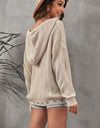 Zip-Up Distressed Hooded Cardigan