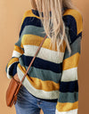 Striped Dropped Shoulder Knitted Pullover Sweater