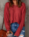 Seam Detail Round Neck Long Sleeve Top