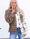 Plaid Contrast Button Up Shirt Jacket