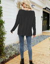 Scalloped Boat Neck Openwork Tunic Sweater