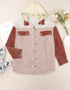 Snap Front Hooded Corduroy Shacket