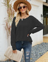 Scalloped Boat Neck Openwork Tunic Sweater