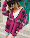 Striped Button-Front Fuzzy Cardigan