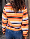 Multicolored Stripe Quarter Snap Fleece Sweatshirt