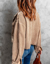 Plaid Corduroy Dropped Shoulder Jacket